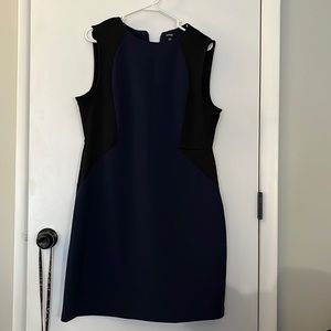 Dark blue dress with black sides